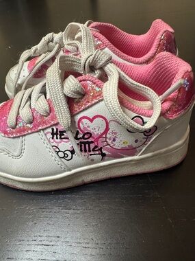 Hello Kitty White and Pink Glitter Girls' Sneakers